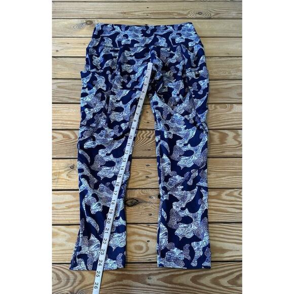 Flylow Printed Athletic Leggings Size Large Women’s Navy - Picture 6 of 7